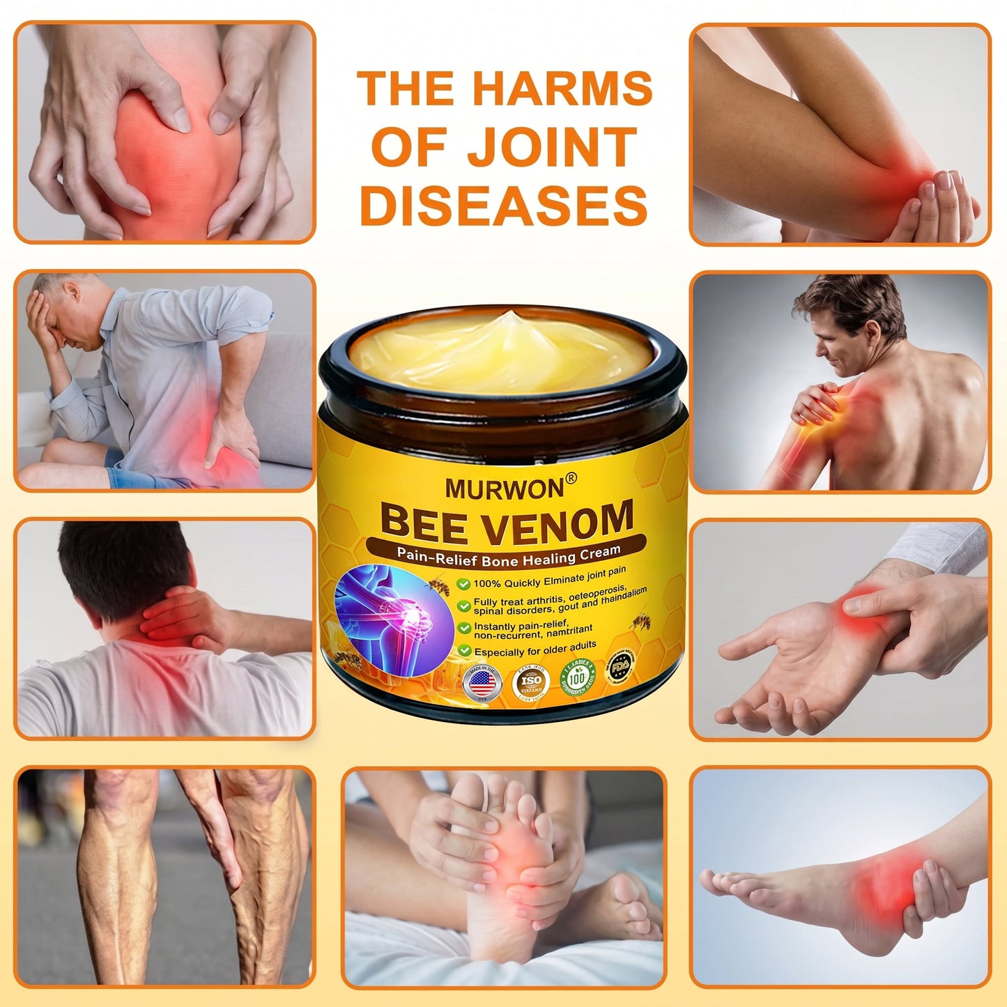 30% Discount🎁🎁|𝐌𝐔𝐑𝐖𝐎𝐍® Bee Venom Pain-Relief Bone Healing Cream ✨✨✨(Specially for older adults)